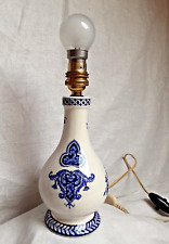 Petit pied de lampe en faïence de Gien décor Vieux Rouen bleu et blanc