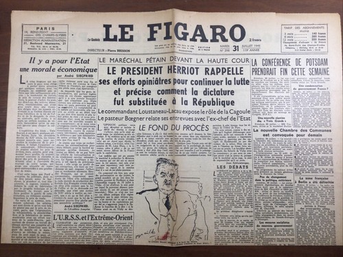 Figaro 1945 procès pétain - le,
