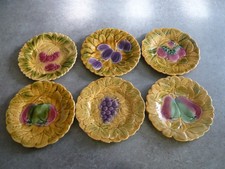 6 ASSIETTES A DESSERT  BARBOTINE FRUITS - SARREGUEMINES FRANCE - Diam: 19 cm