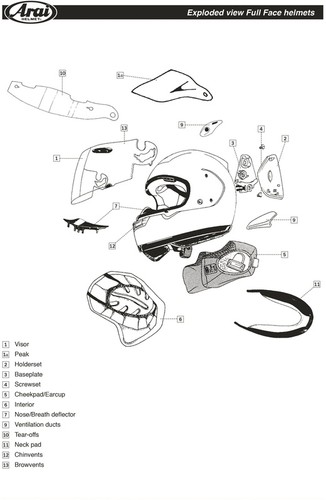 Arai mentonnière pour casque - arai,