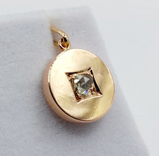 Pendentif cible art deco or rose 18k diamant taille rose 5mm (circa 1900)