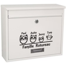 Sticker Boite aux Lettres Personnalisé -- Modèle Famille Hiboux  --
