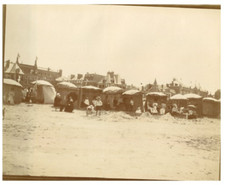 France, Trouville, Les parasols sur la plage de Trouville  vintage citrate print