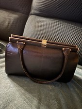 Sac à Main Magnin And Co en lézard noir Vintage (années 50) à fermoir laiton