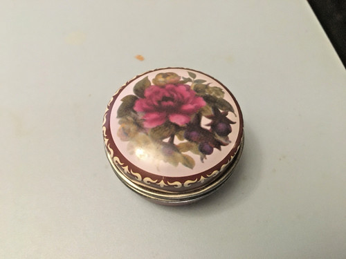 Pilulier rond métal décor - pilulier,