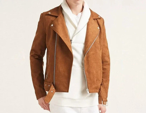 Blouson cuir daim - marron, femme