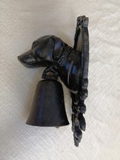 Ancienne Cloche d'entrée murale en fonte tête de chien