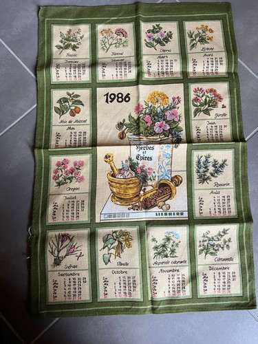 Torchon calendrier ancien - torchon,