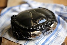 Black Crab by Michel Caugant Vintage French Majolica Shellfish Terrine