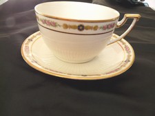 Antique FRENCH PORCELAIN Floral LIMOGES PP TEA CUP & SAUCER