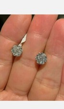 2Ct Simulé Cluster Diamant Fleur Boucles D'Oreilles 14k or Jaune Plaqué