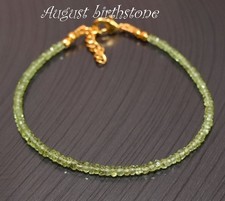 Bracelet femme perles pierres précieuses péridot vert naturel rondelle facett...