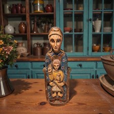 Statue en bois polychrome de