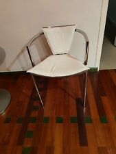 6 CHAISES BRADEROCK inox chrome RONALD CECIL SPORTES 1982+galettes cuir blanc