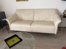 Canapé cuir blanc Leolux 2,5 places en excellent état L173/H84/P85 pieds chromés