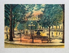 Jean CARZOU - "La place du Théâtre..." - Lithographie originale signée - 1986