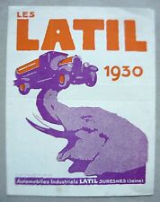 Brochure Dépliant Catalogue  LATIL Camionnette Tracteur Camion 1930