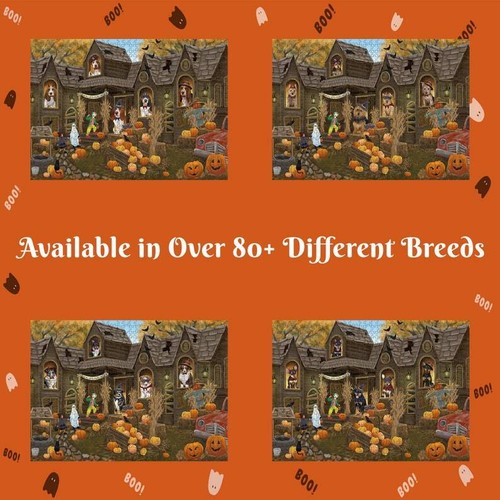 Halloween haunted house dog - haunted,