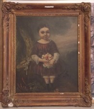 Tableau Ancien Peinture XIX Enfant Huile