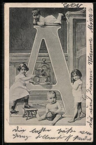 Carte postale quatre enfants - carte,