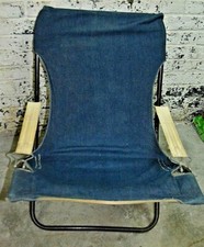 ANCIENNE CHAISE DE CAMPING EREDU RELAX EN JEAN PA TRANSAT LONGUE PECHE BARBECUE 