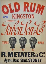 Belle Affiche Ancienne C 30  OLD RUM  KINGSTON agents a SIDNEY
