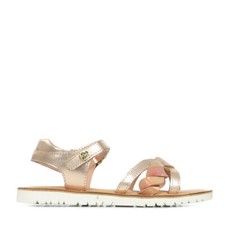 Sandales Nu Pieds Kickers fille Betty Doré Cuir Scratchs