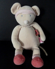 72. Doudou musical HS - MOULIN ROTY SOURIS LILA PATACHON bandeau rayé 28cm