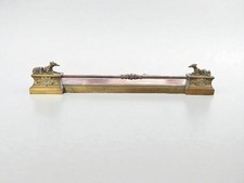 Barre De Foyer En Bronze Doré Aux Lévriers