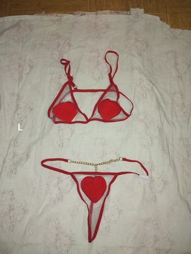 Ensemble lingerie coeurs rouge - ensemble,