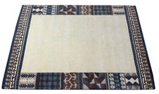 Tapis 100% Laine Beige 160X230 Cm Bleu Gris Marron Laine Tissé À La Main T814