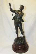 STATUE de JEUNE HOMME REGULE PATINE BRONZE  E.F. ROUSSEAU 19ème siècle ANCIENNE