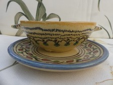 1 Bol à Oreille soucoupe  En Terre Cuite De NABEUL Poterie Tunisie signés 11cm