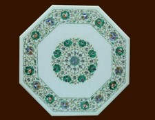 24 " Marbre Centre Café Table Handmade Floral Demi Précieux Pierres Inlay