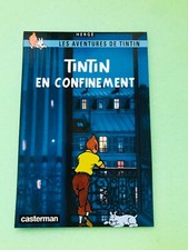 CARTE POSTALE 15X10 TINTIN HOMMAGE A HERGE PARODIQUE PASTICHE EN CONFINEMENT