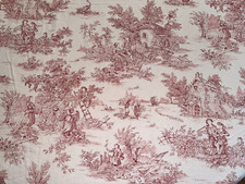 Tissu /  rideau toile de Jouy Pastorale MFA larg 270 cm x H  220  cm