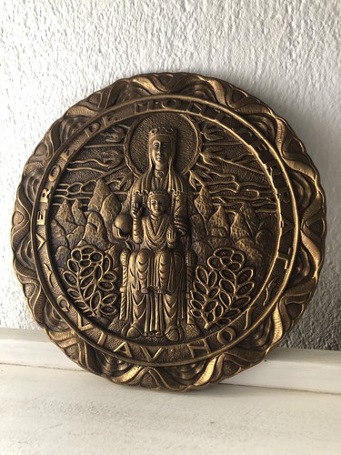 Plaque bronze vierge de - bronze,