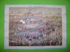 JOUET ANCIEN PUZZLE EN BOIS FETE NATIONALE DISTRIBUTION DES DRAPEAUX