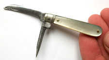ANCIEN COUTEAU EN NACRE 2 LAMES MINIATURE OLD TINY PEARL KNIFE COLTELLO MESSER