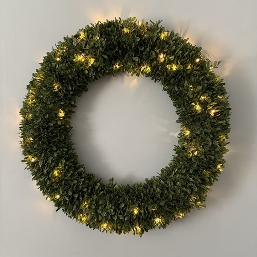 Pre lit christmas wreath front - wreath,