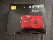 Nikon Coolpix S3300 16Mpx Digital Compact Camera Red, SD Card, Boxed - Excellent