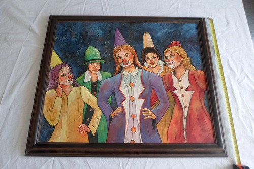 Peinture tableau clown peintre - peinture,