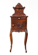 Chevet de style Louis XV noyer époque XIXème dessus marbre rouge