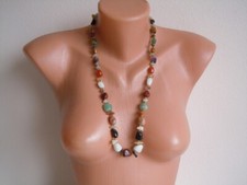 Collier Pierres Précieuses Colorées & Laiton 82,3 G/Environ 69 Cm