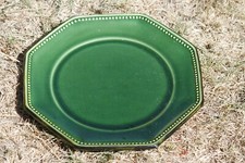 Dieulefit poterie Milon plat octogonal émeraude céramique Vintage French Dish 32