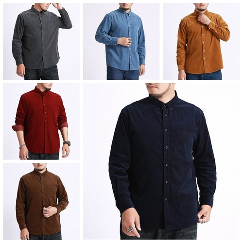 Hommes ample velours chemise - velours,