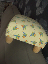 POUF repose PIEDS bois et tissu -  VINTAGE époque -