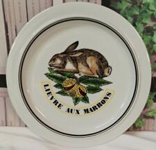 Assiette Porcelaine D'Auteuil Service Chasse : Lièvre aux marrons / Ø 24 Cm