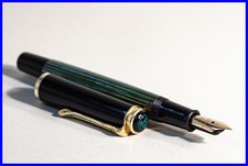 Stylo À Plume Vintage PELIKAN 400 En Vert Noir Rayé Avec Plume En Or F 585