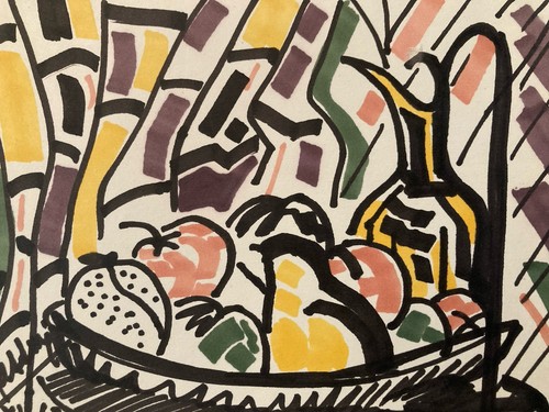Dessin nature morte - aux, fruits